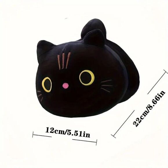 9.84inch Mushroom Bear Cartoon Cat Plush Toy, Soft Stuffed Kitten in Black - Picture 3 of 3
